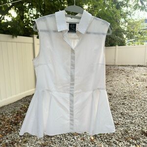 Alexander McQueen White Sleeveless Button Down Shirt